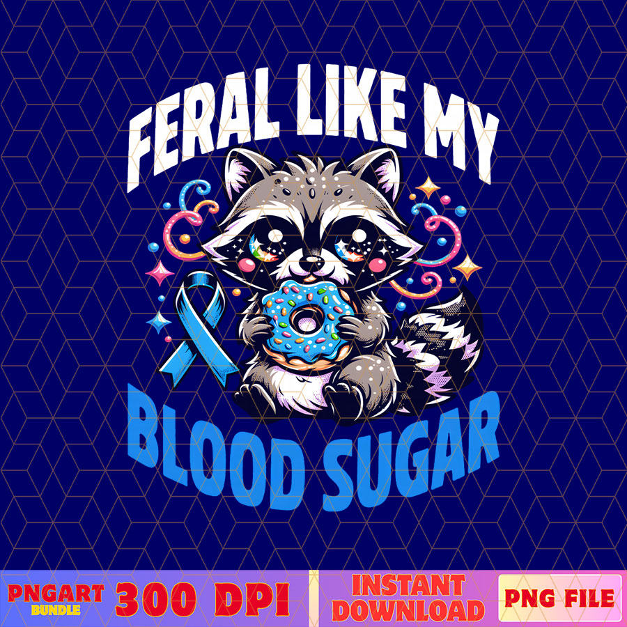 Blood Sugar Raccoon Diabetes Awareness Png Blue Ribbon Png