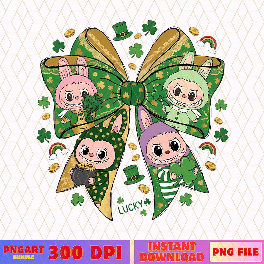 Coquette Labubu St Patricks Day Png Trending Monster Png