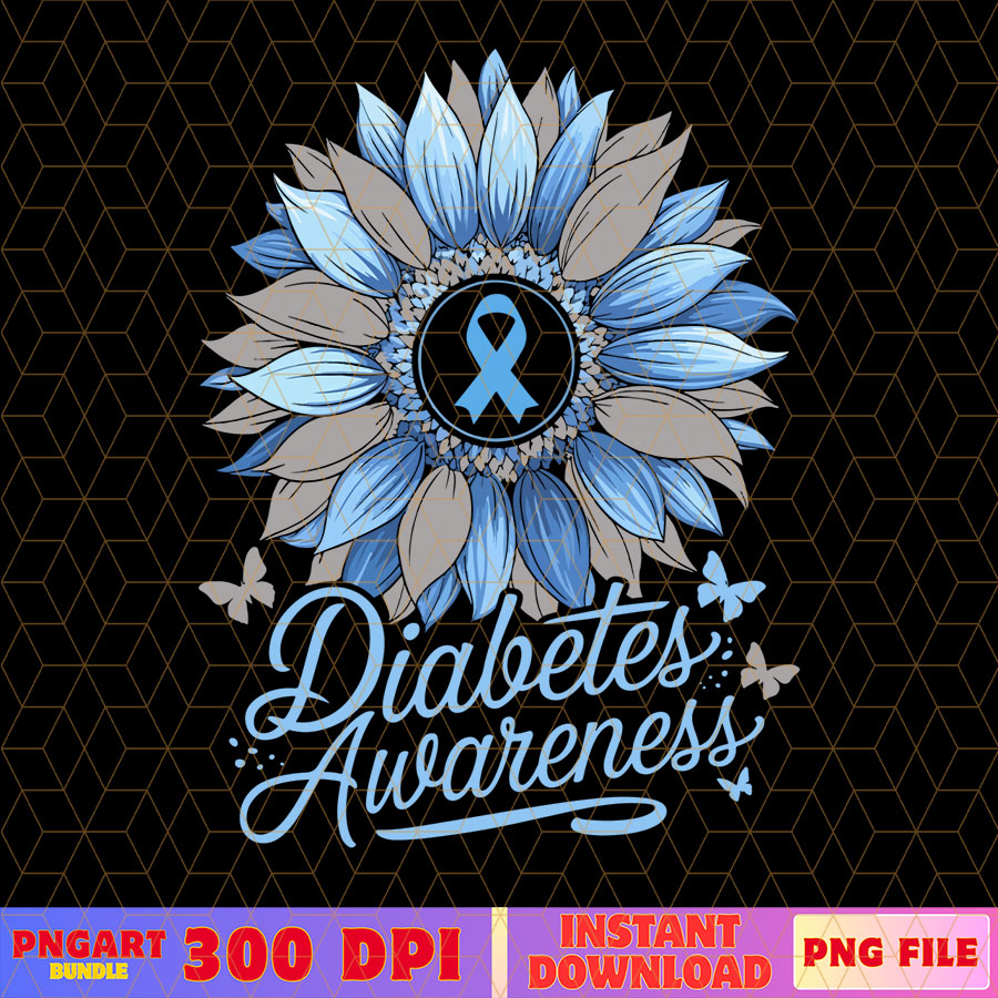 Diabetes Awareness Blue Flower Png Sunflower Ribbon Png