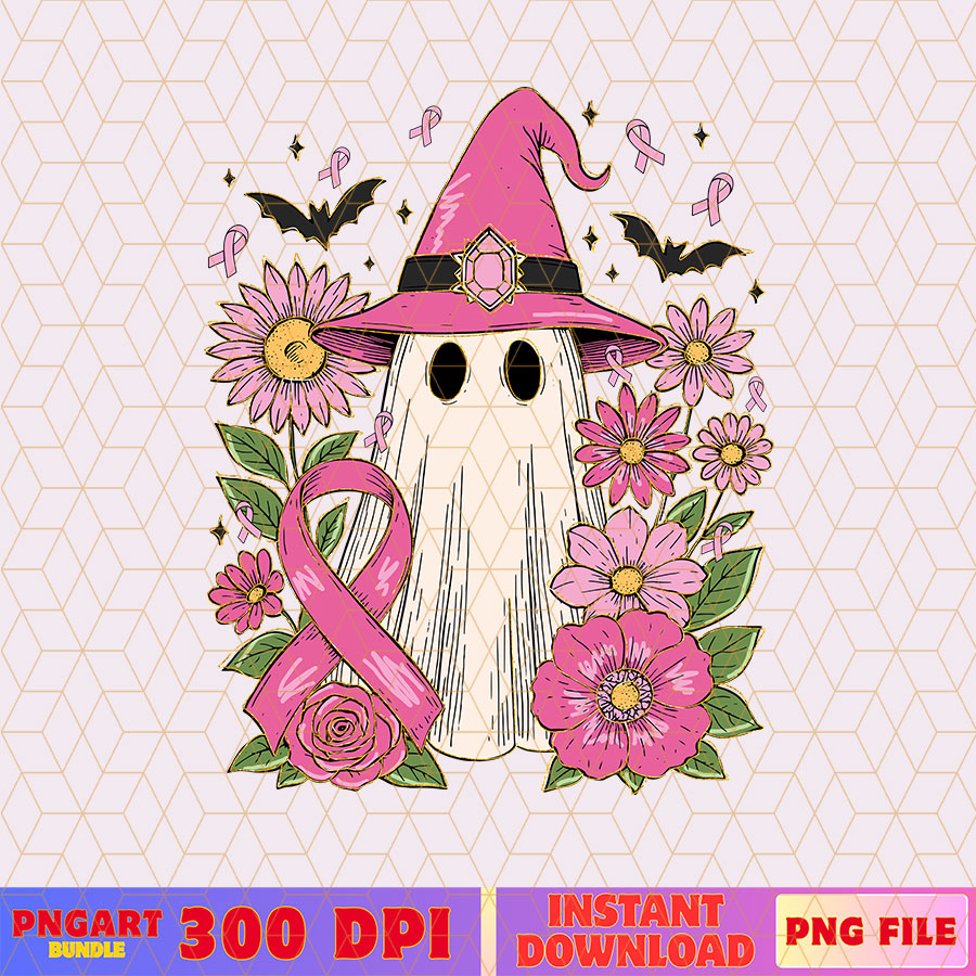 Floral Breast Cancer Awareness Png Breast Cancer Ghost Png