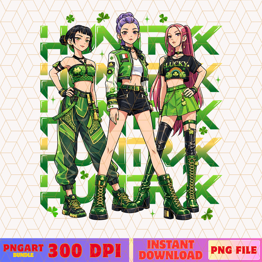 Huntrix Kpop Demon Hunters St Patricks Day Png Huntrix Png