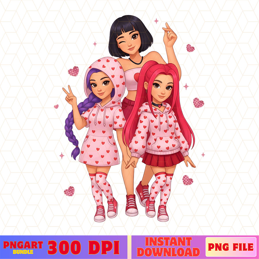 Kpop Demon Hunters Valentine Chibi Huntrix Png Huntrix Png