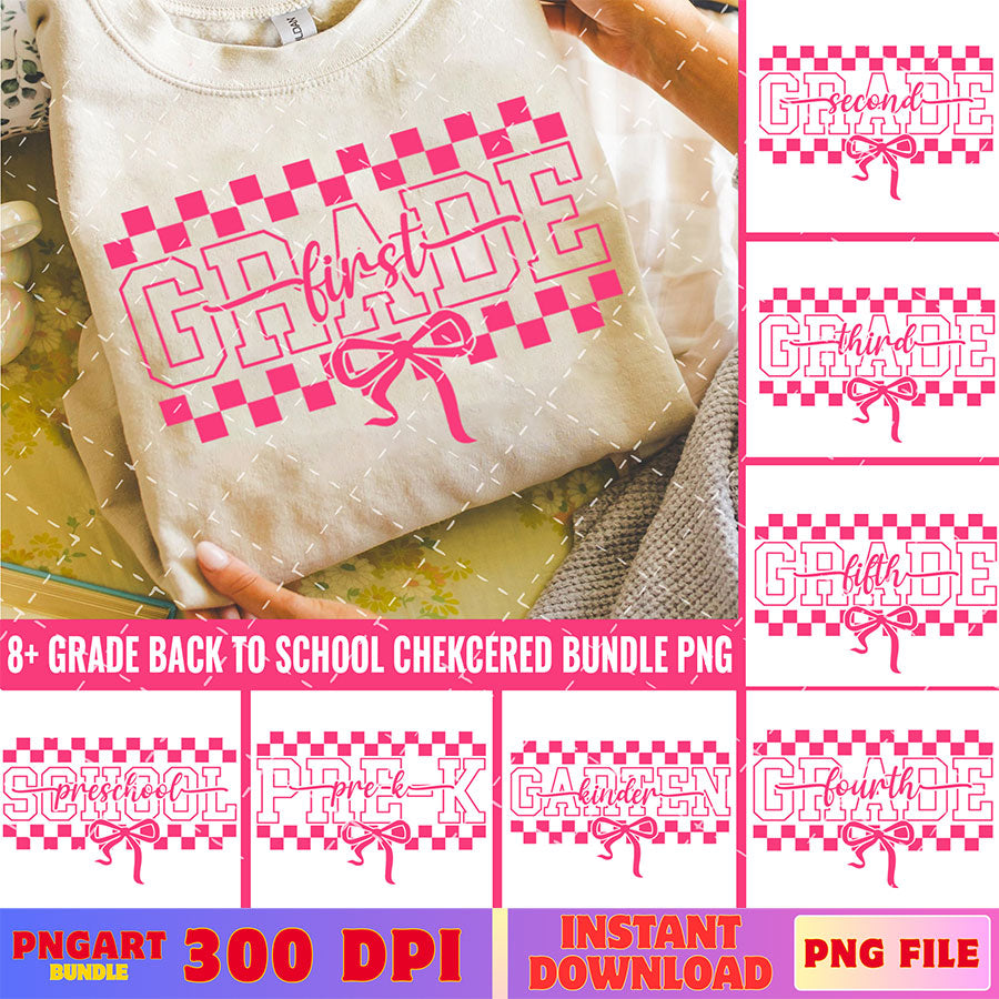 Pink Checkered Back To School Png Bundle Teacher Life Png