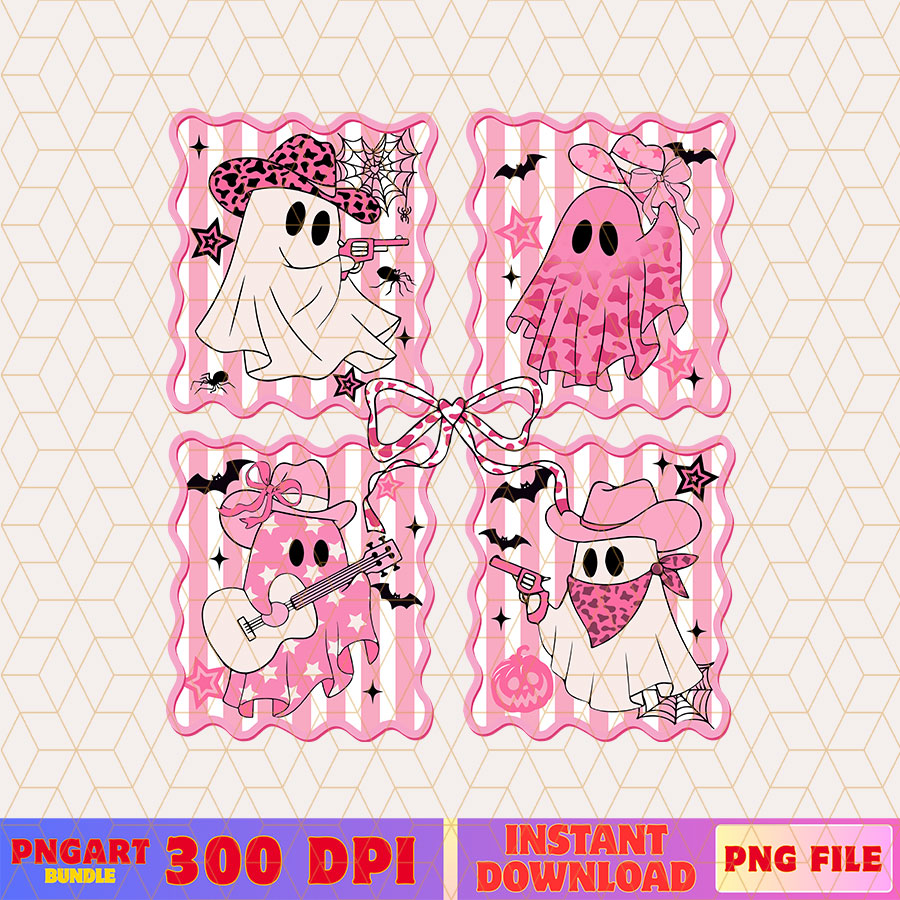 Pink Cowboy Howdy Halloween Ghost Png Western Halloween Png