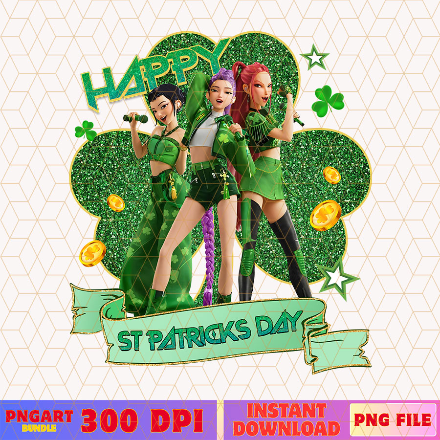 St Patricks Day Huntrix Kpop Demon Hunters Png Clover Png
