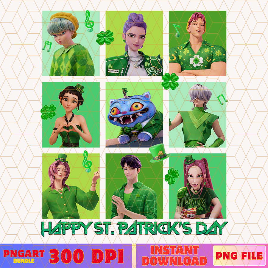 St Patricks Day Kpop Demon Hunters Png Kpop Saja Girls Png