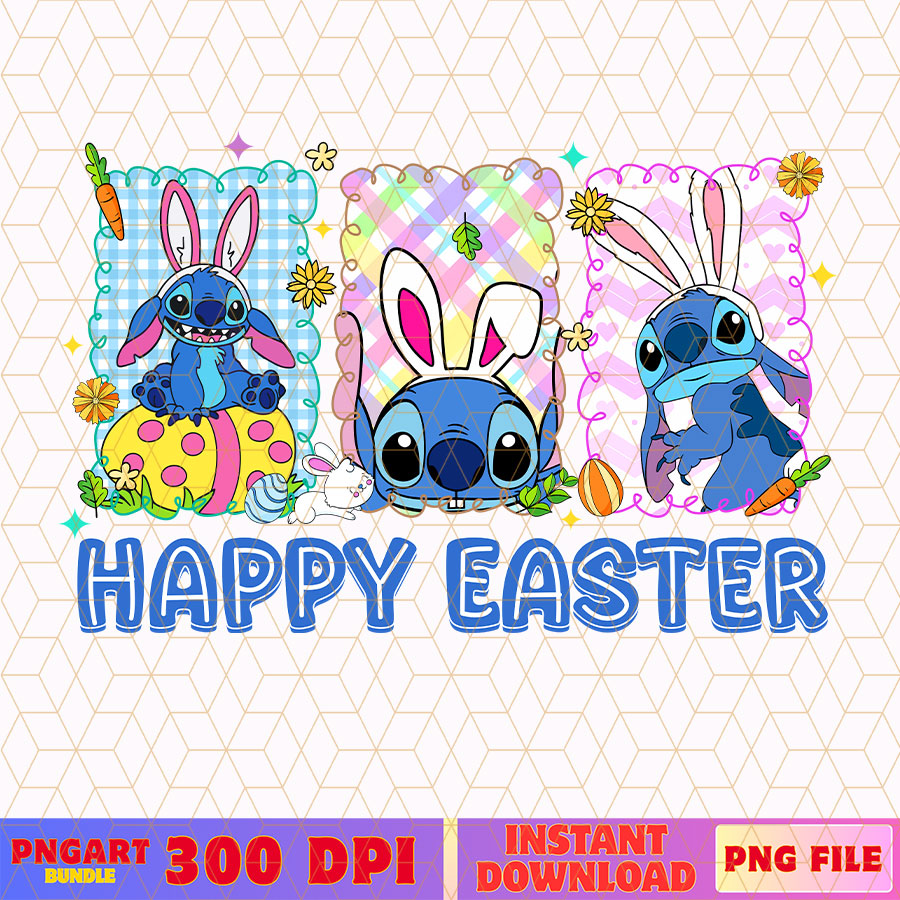 Stitch Happy Easter Day Png Easter Cartoon Character Png