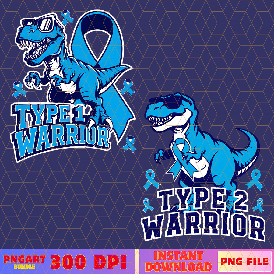 Type 1 Type 2 Warrior Dinosaur Png Diabetes Awareness Png