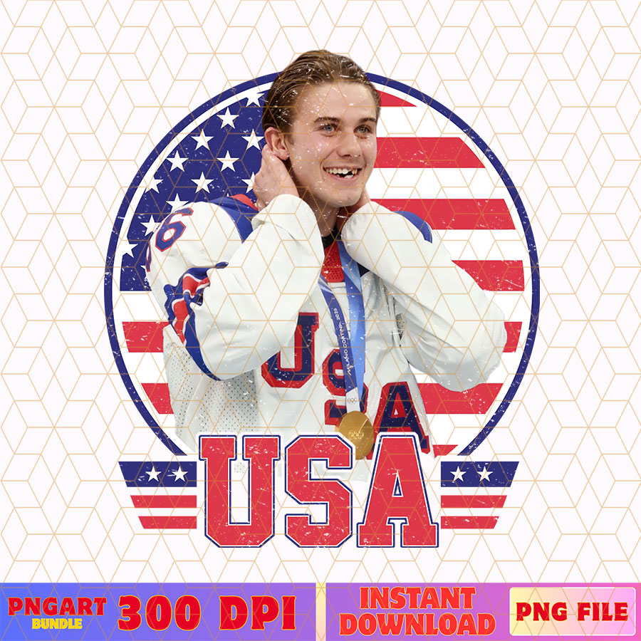 USA Gold Hockey Png Hughes 86 Style Hockey Fan Png