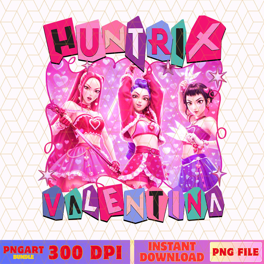 Valentine Kpop Huntrix Png Cute Valentine Saja Girls Png