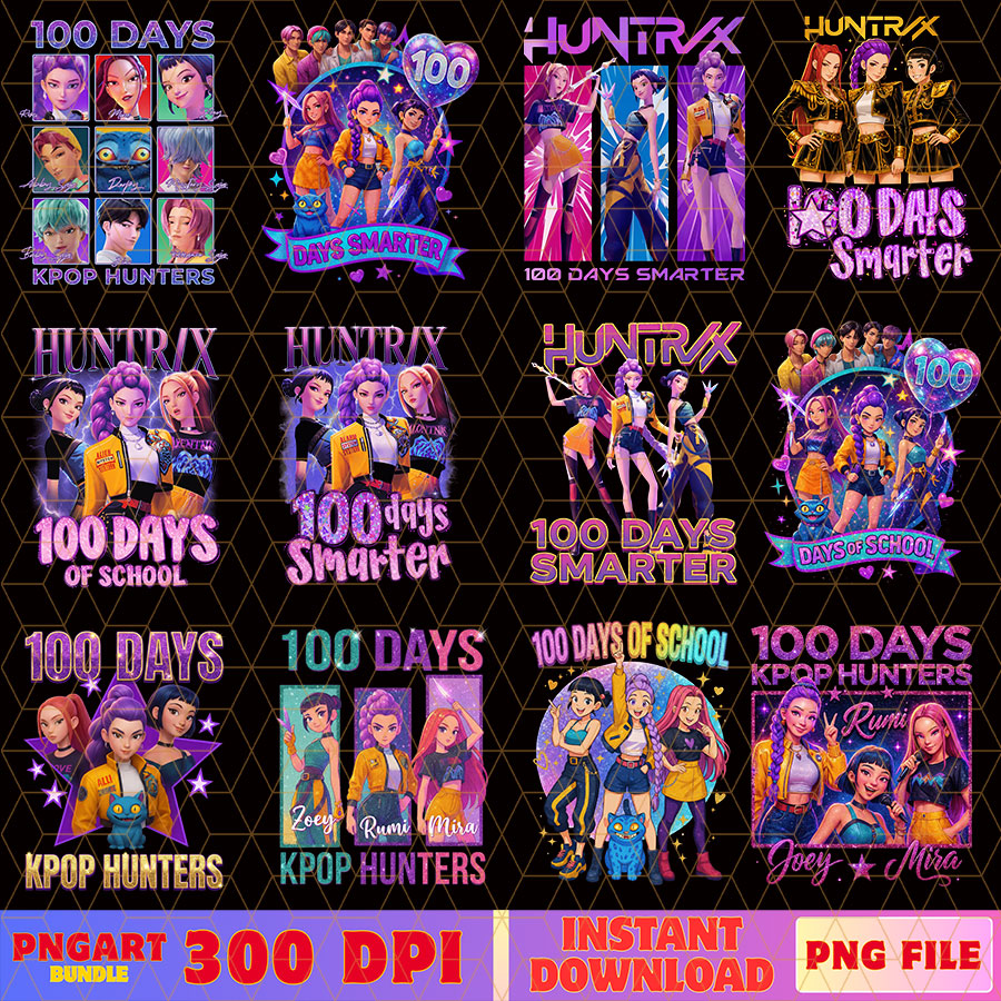 100 Days Of School Huntrix Png Bundle Huntrix 100 Days Png