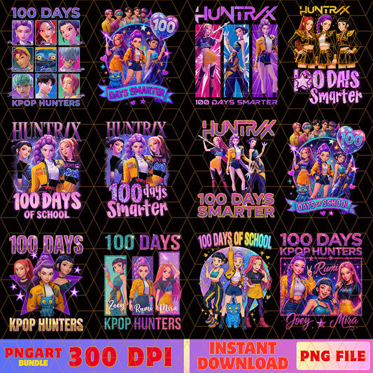 100 Days Of School Huntrix Png Bundle Huntrix 100 Days Png
