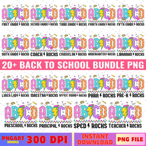 ABCD Back To School Png Bundle Teacher Grade Rocks Png