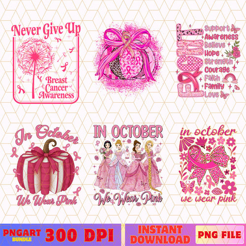 Breast Cancer Awareness Png Bundle Pink Ribbon Support Png
