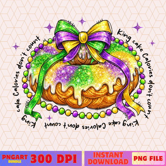 Brush Stroke King Cake Bow Png Mardi Gras Doodle Png
