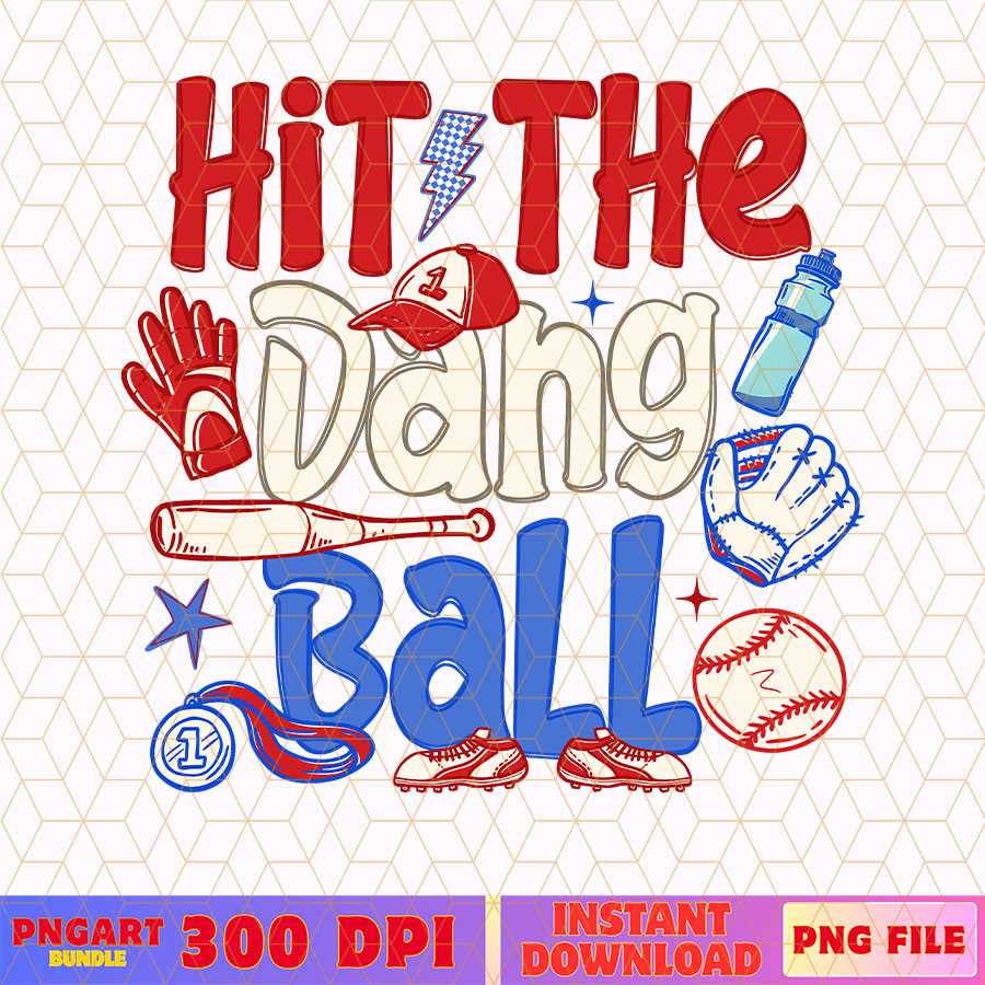 Brushstroke Hit The Dang Ball Baseball Png Game Day Png