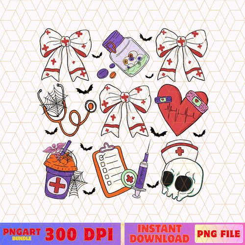 Coquette Bow Nurse Halloween Png Spooky Season Png