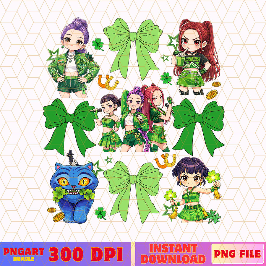 Coquette Huntrix Kpop Demon Hunter Png St Patricks Day Png