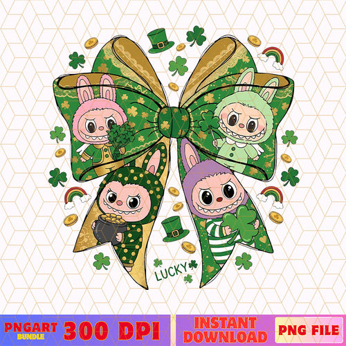 Coquette Labubu St Patricks Day Png Trending Monster Png