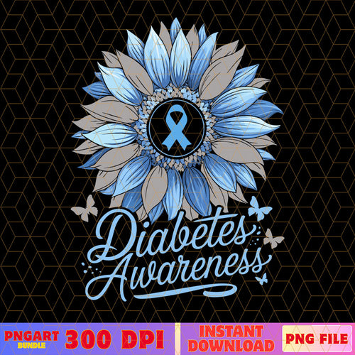 Diabetes Awareness Blue Flower Png Sunflower Ribbon Png