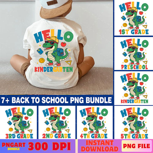Dinosaur Back To School Png Bundle First Day of School Png