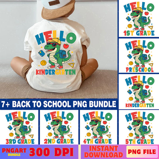 Dinosaur Back To School Png Bundle First Day of School Png