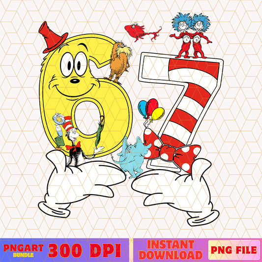 Dr Seuss 6 7 Meme Png Six Seven Cat In The Hat Png