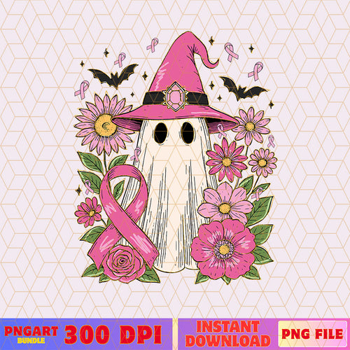 Floral Breast Cancer Awareness Png Breast Cancer Ghost Png