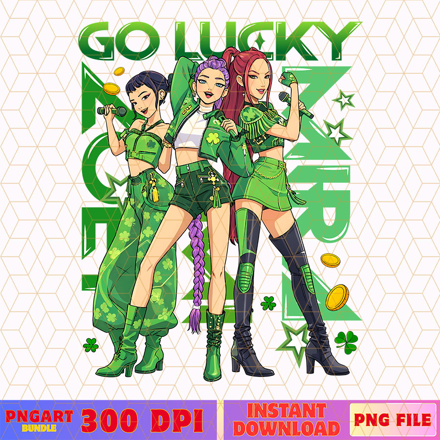Go Lucky Huntrix Kpop Demon Hunter Png St Patricks Day Png