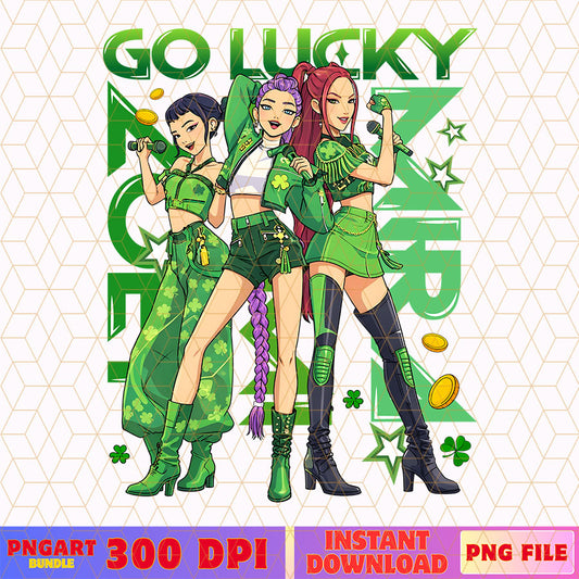 Go Lucky Huntrix Kpop Demon Hunter Png St Patricks Day Png