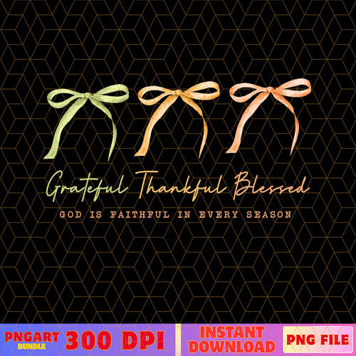 Grateful Thankful Blessed Png Coquette Fall Season Png