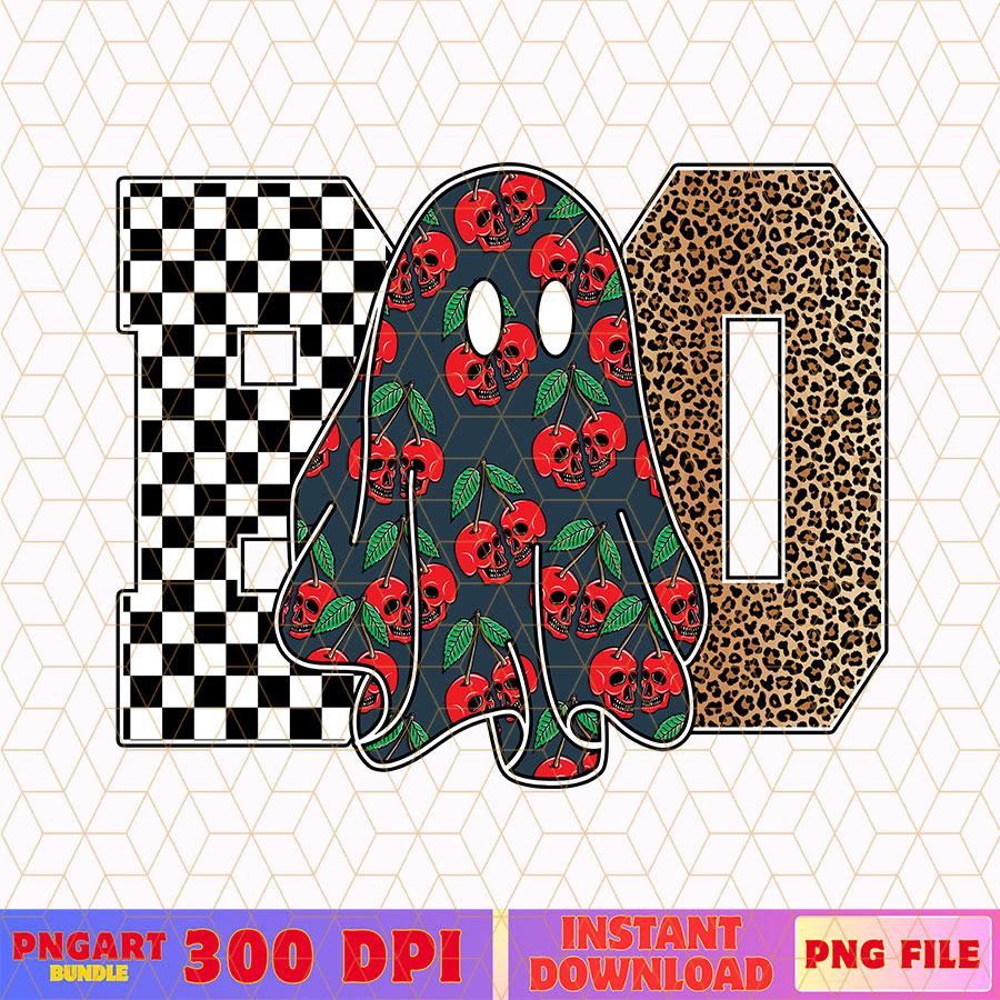 Halloween Ghost Leopard Png Cute Boo Ghost Coquette Png
