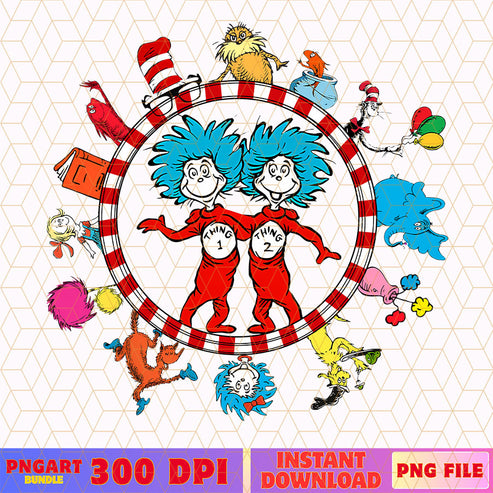 Happy Dr Seuss Day Png, Cartoon Friends Dr Seuss Png – PNG BUNDLE