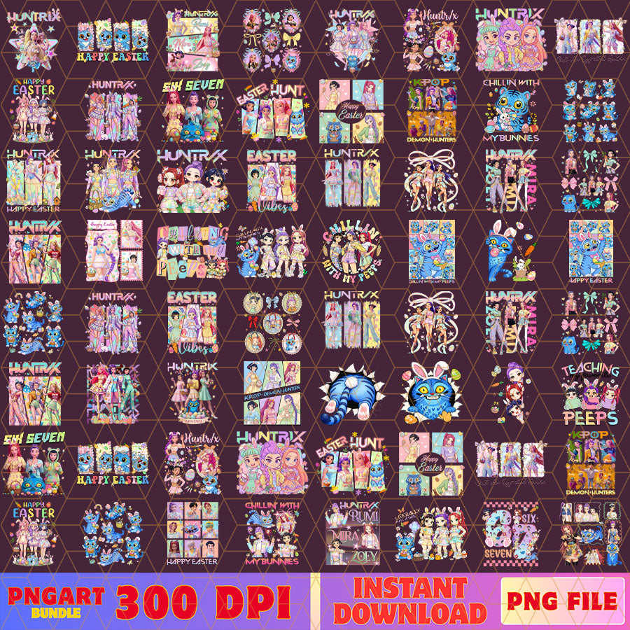Huntrix Easter Day Png Bundle Kpop Demon Hunters Png