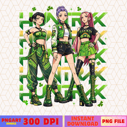 Huntrix Kpop Demon Hunters St Patricks Day Png Huntrix Png