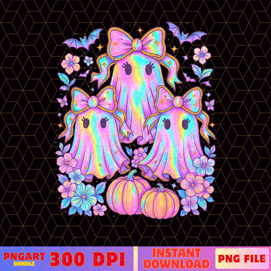 Iridescent Ghost Pumpkin Halloween Png Spooky Season Png
