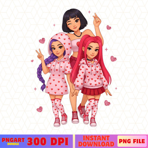 Kpop Demon Hunters Valentine Chibi Huntrix Png Huntrix Png