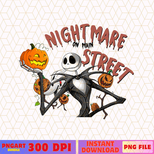 Nightmare On Main Street Halloween Png Skeleton Pumpkin Png