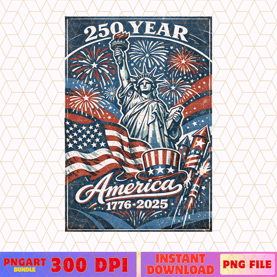 Patriotic Americans USA 250th Anniversary Png 1776-2026 Png
