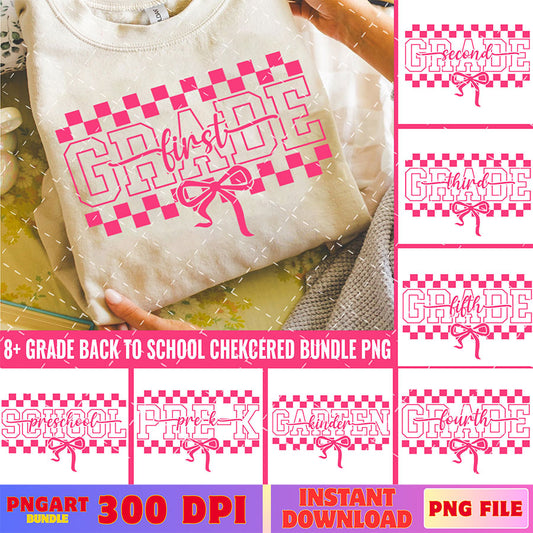 Pink Checkered Back To School Png Bundle Teacher Life Png