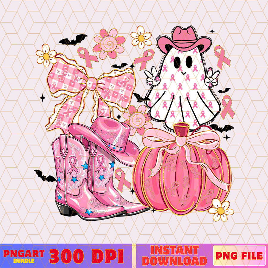 Pink Cowboy Ghost Halloween Png Howdy Breast Cancer Png