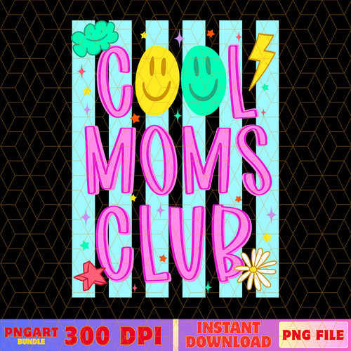 Preppy Cool Moms Club Mother's Day Png Cute Mom Life Png