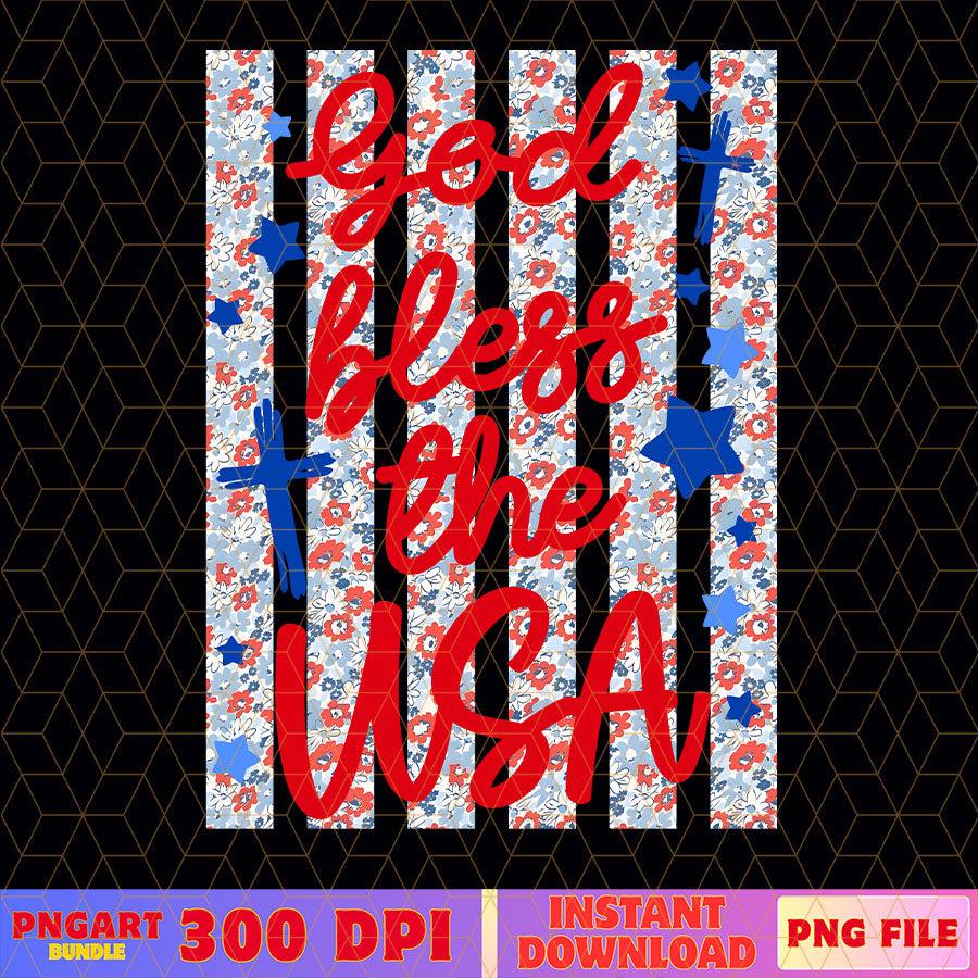 Preppy God Bless The USA Png Patriotic Christian Png