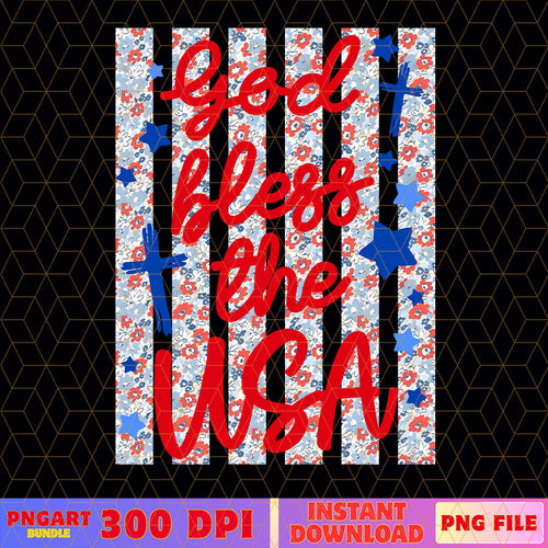 Preppy God Bless The USA Png Patriotic Christian Png