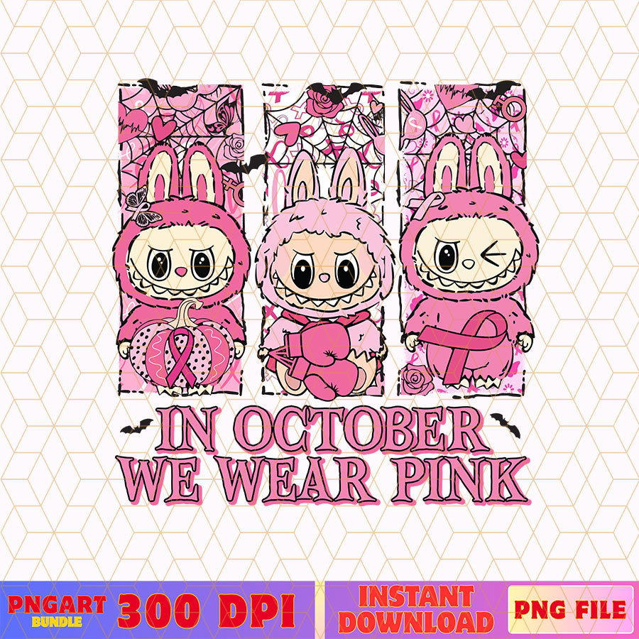 Preppy In October We Wear Pink Png Breast Cancer Png