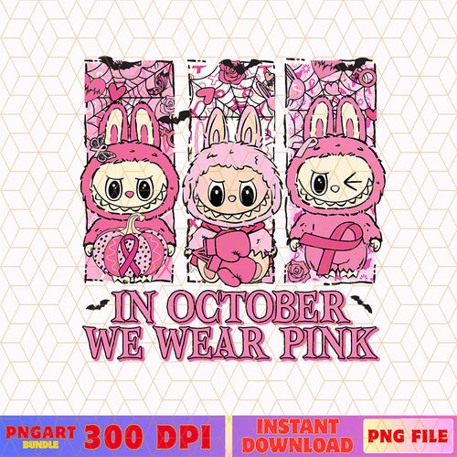 Preppy In October We Wear Pink Png Breast Cancer Png