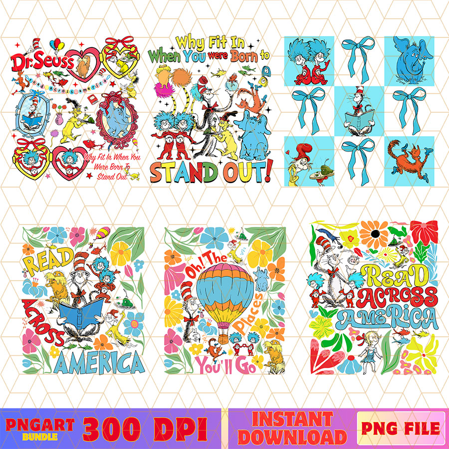 Read Across America Dr Seuss Boho Png Thing 1 Thing 2 Png