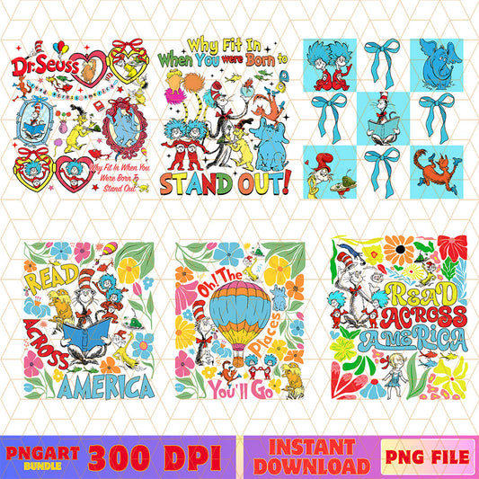 Read Across America Dr Seuss Boho Png Thing 1 Thing 2 Png