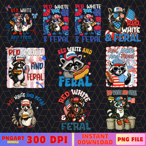 Red White And Feral Png Funny Raccoon 4th Of July Png