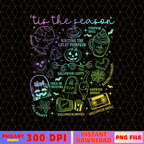 Retro Halloween Fall Ghost Neon Png Spooky Season Png